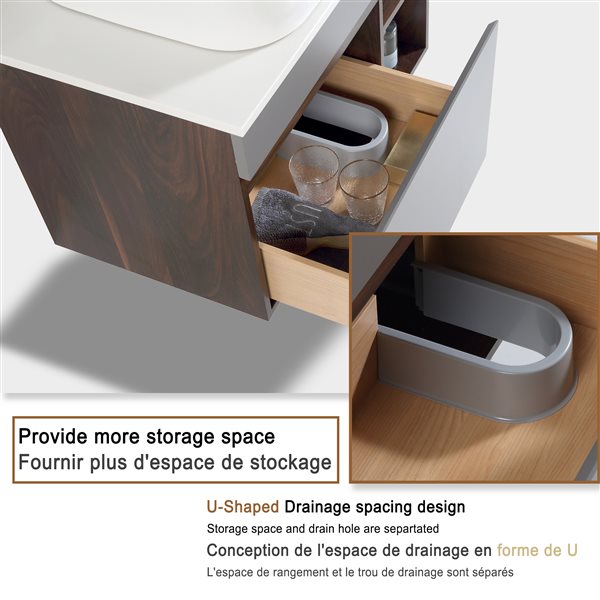 CASAINC 30-in Single Sink Bathroom Vanity in Rock Grey with White Engineered Stone Top