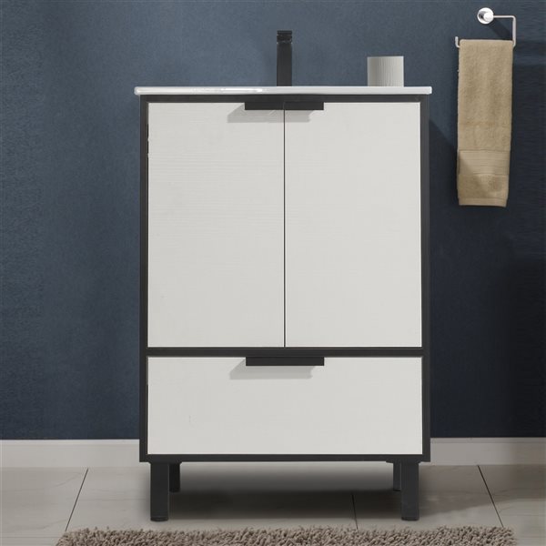 CASAINC 24-in Freestanding Single Sink Bathroom Vanity Set in White