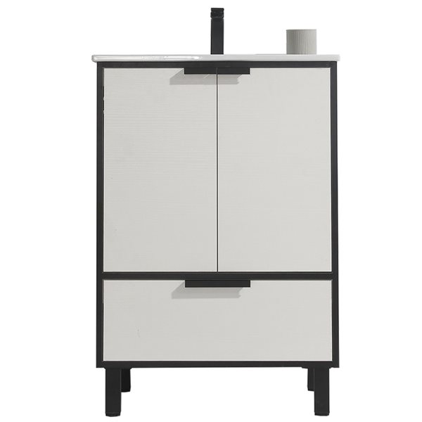 CASAINC 24-in Freestanding Single Sink Bathroom Vanity Set in White