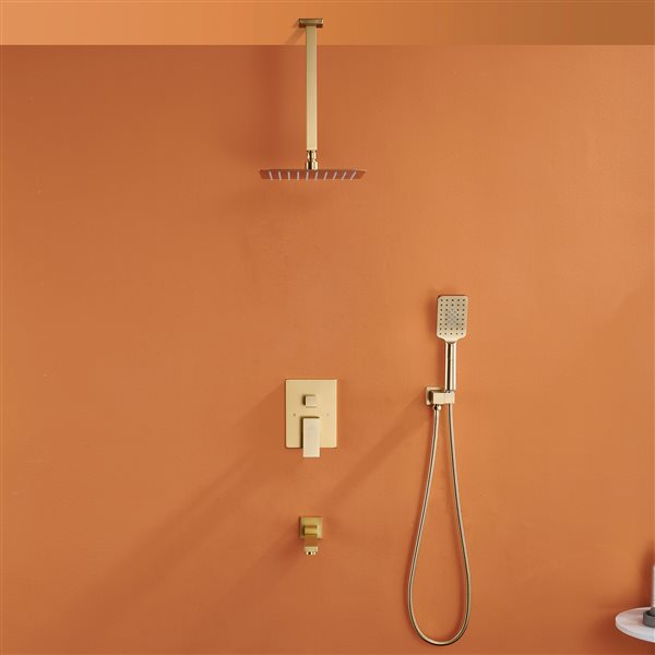 CASAINC 10-in Shower System Gold 1-handle Shower Faucet (Valve Included)