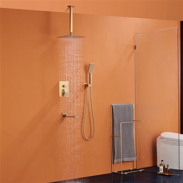 CASAINC 10-in Shower System Gold 1-handle Shower Faucet (Valve Included)