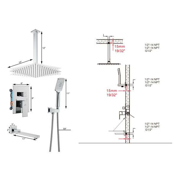 CASAINC Shower System 1-handle Shower Faucet (Valve Included) - Chrome