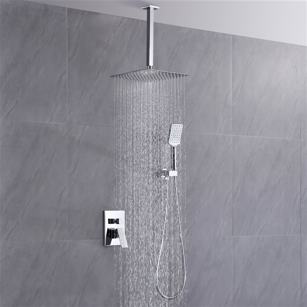 CASAINC Shower System Chrome 3-spray Rain Shower Head and Handheld ...