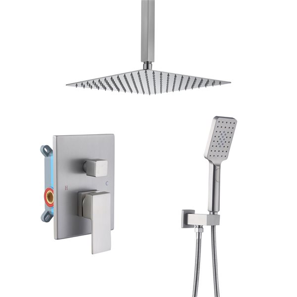 Image of Casainc | Shower System Nickel 3-Spray Rain Shower Head And Handheld Shower Combo 2.5 GPM (9.5 Lpm) | Rona