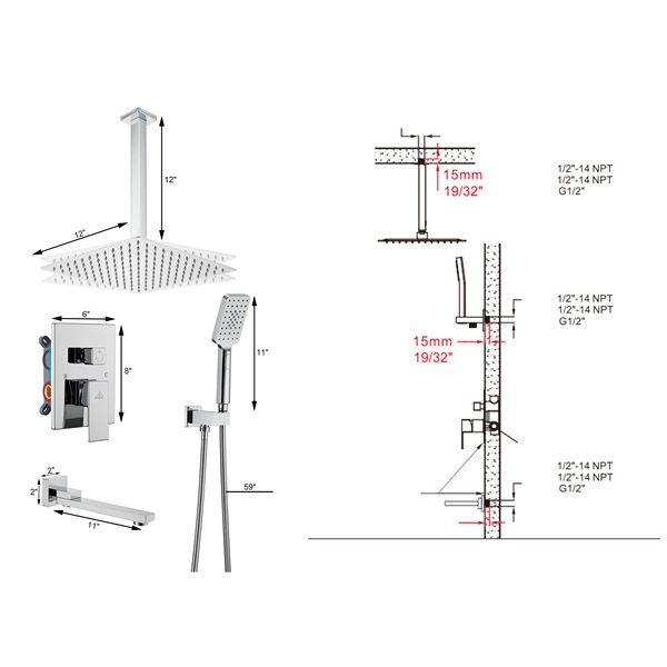 CASAINC Shower System Chrome 1-handle Shower Faucet (Valve Included)