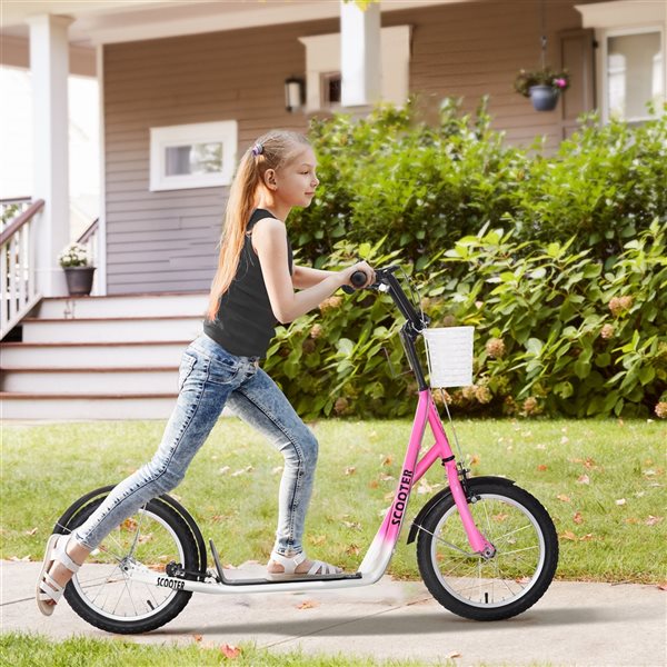 Aosom Teen Kick Scooter with Adjustable Handlebar