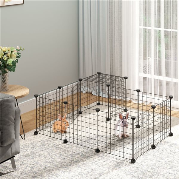 PawHut 41.25-in x 41.25-in Black Metal Indoor Playpen