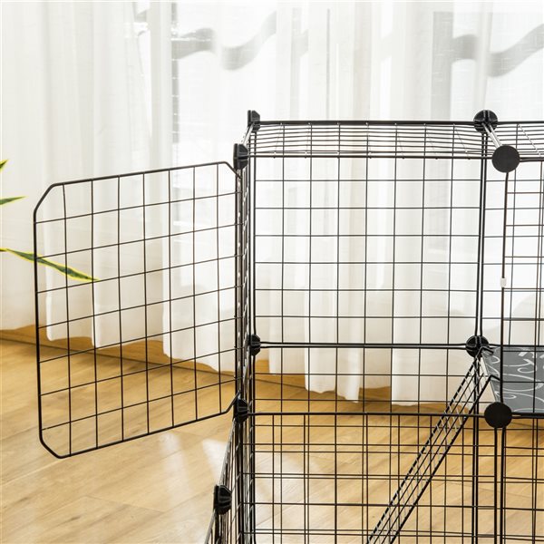 PawHut 41.25-in x 41.25-in Black Metal Indoor Playpen