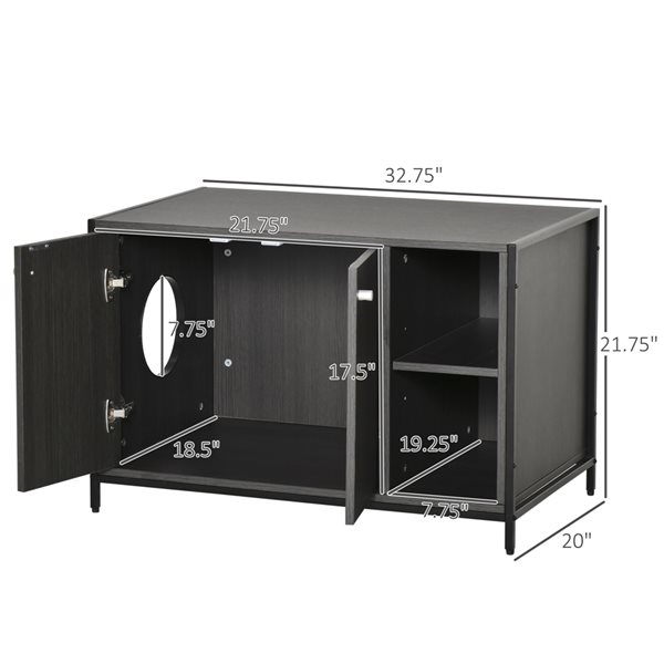 PawHut Black Hidden Litter Box