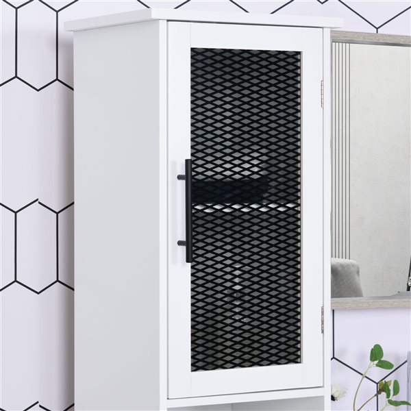 HOMCOM 13.25-in W x 69.5-in H x 11.75-in D White and Black Composite Freestanding Linen Cabinet