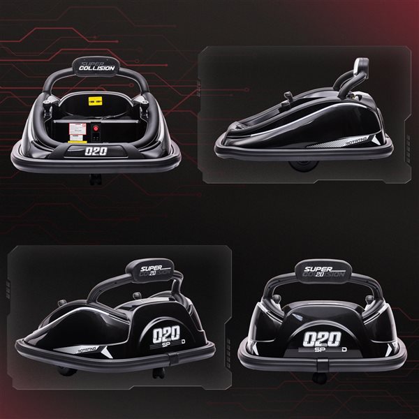 Aosom 12-Volt Black Electric Kids Bumper Car