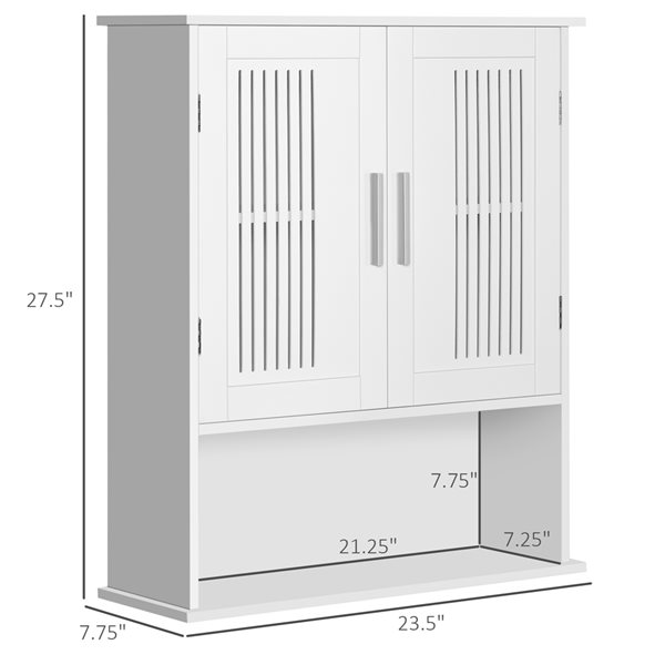 kleankin 23.5-in W x 27.5-in H x 7.75-in D White MDF Wall-mount Linen Cabinet