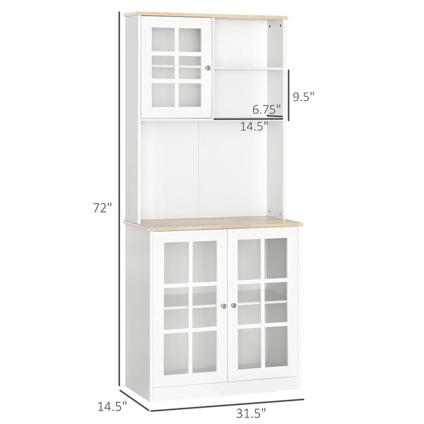 HomCom 72-in White and Brown Composite Pantry