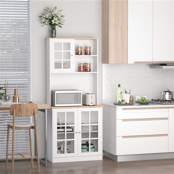 HomCom 72-in White and Brown Composite Pantry