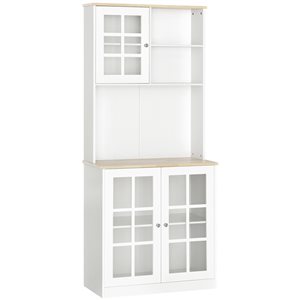 HomCom 72-in White and Brown Composite Pantry