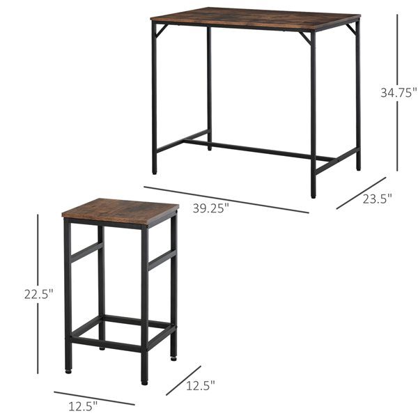 HOMCOM Brown Composite Dining Table Set - 5-piece