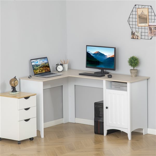 HomCom 17.75-in White Modern/Contemporary L-Shaped Desk