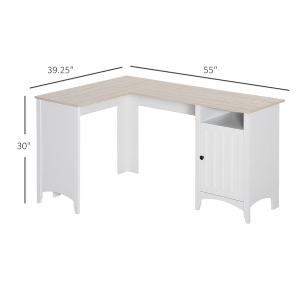 HomCom 17.75-in White Modern/Contemporary L-Shaped Desk