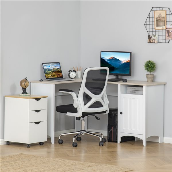 HomCom 17.75-in White Modern/Contemporary L-Shaped Desk