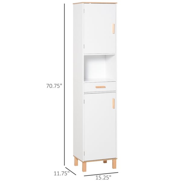 kleankin 15.25-in W x 70.75-in H x 11.75-in D White Composite Freestanding Linen Cabinet