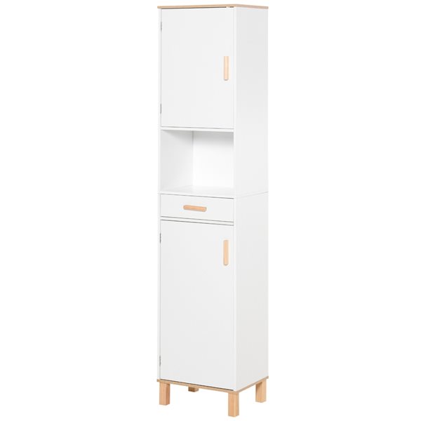 kleankin 15.25-in W x 70.75-in H x 11.75-in D White Composite Freestanding Linen Cabinet