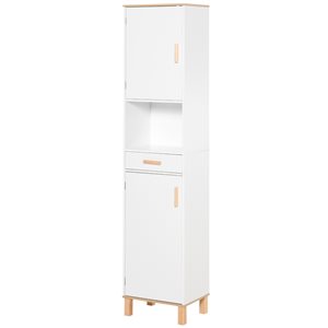 kleankin 15.25-in W x 70.75-in H x 11.75-in D White Composite Freestanding Linen Cabinet