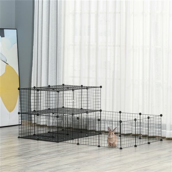 PawHut 13.75-in x 13.75-in Black Metal Indoor Playpen