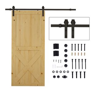 HomCom Matte Black 6.6-ft Barn Door Hardware Kit