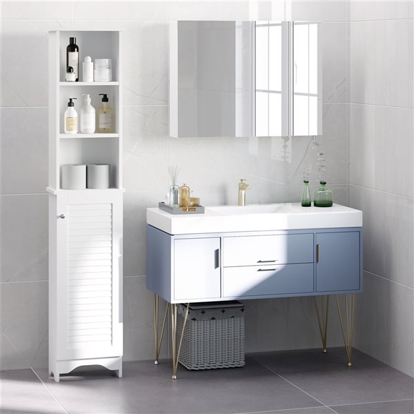 Armoire à linge HomCom autoportante en composite blanc de 13.5 po l. x 65 po h. x 7.75 po p.