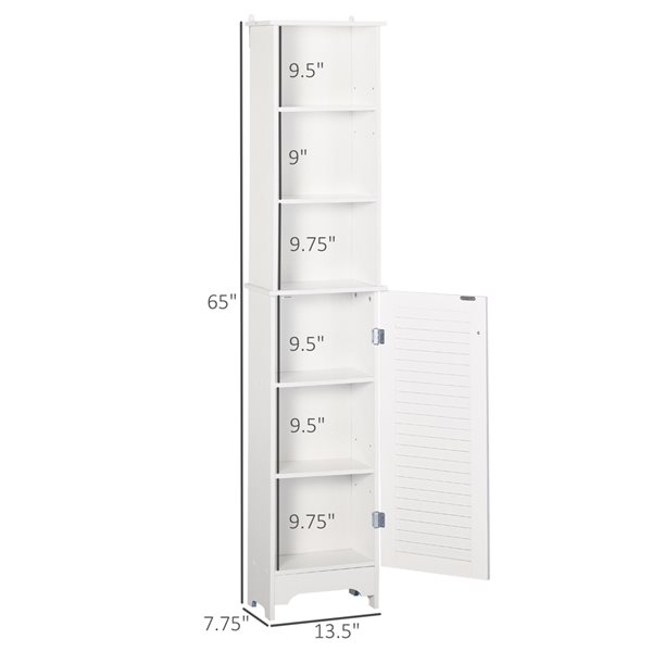 Armoire à linge HomCom autoportante en composite blanc de 13.5 po l. x 65 po h. x 7.75 po p.