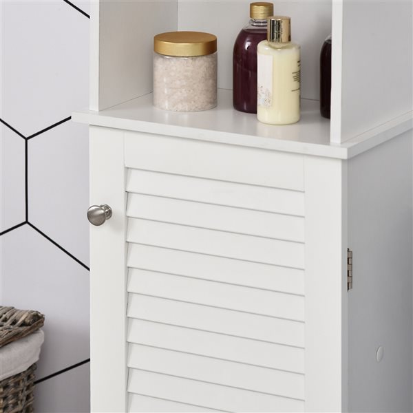 Armoire à linge HomCom autoportante en composite blanc de 13.5 po l. x 65 po h. x 7.75 po p.