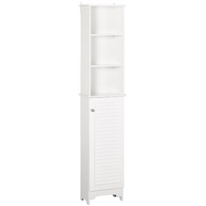 HomCom 13.5-in W x 65-in H x 7.75-in D White Composite Freestanding Linen Cabinet