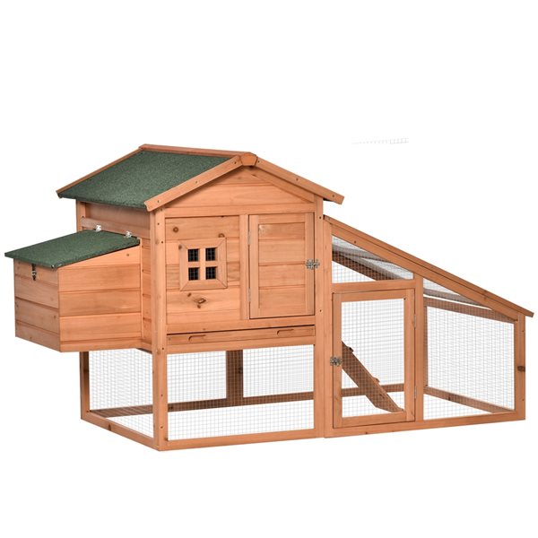 PawHut 69-in Orange and Green Wood Chicken Coop D51-135YL | RONA