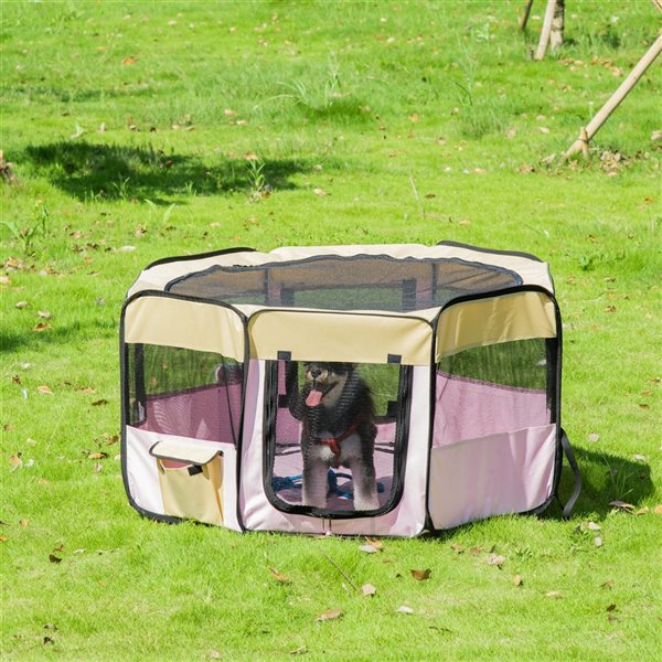 PawHut 22.8-in x 18.9-in Pink Plastic Indoor Playpen