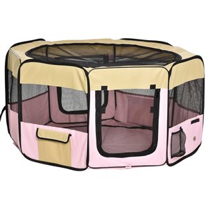 PawHut 22.8-in x 18.9-in Pink Plastic Indoor Playpen