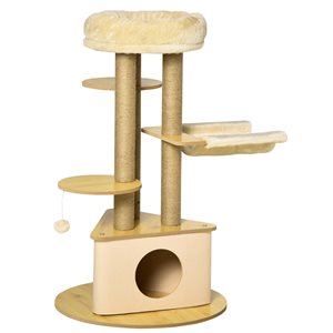 PawHut 38.98-in Brown Polyester Cat House