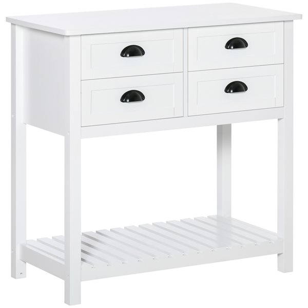 Homcom White Modern Console Table With, Slide Out Console Table