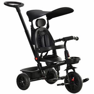 Qaba 4-in-1 Black Tricycle Push Stroller with Adjustable Seat