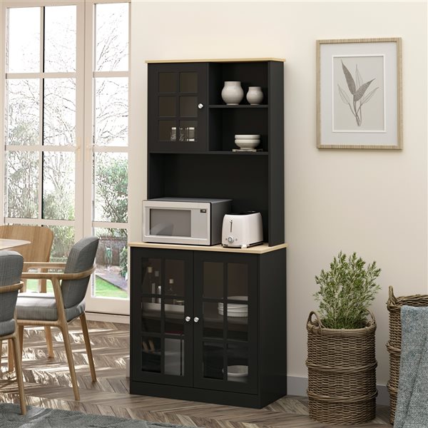 HOMCOM 72-in Black and Brown Composite Pantry