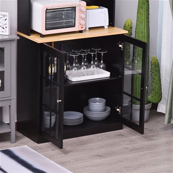 HOMCOM 72-in Black and Brown Composite Pantry