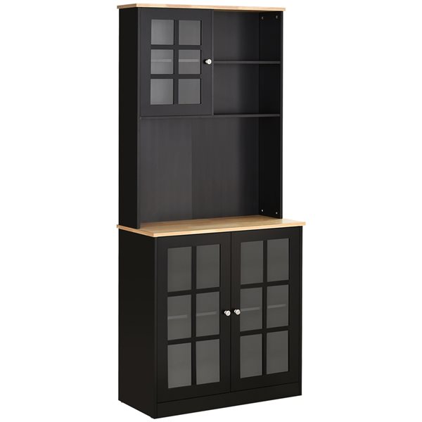 HOMCOM 72-in Black and Brown Composite Pantry