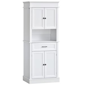 HomCom 29.25-in 72-in White Composite Storage Pantry Cabinet with Microwave Compartment