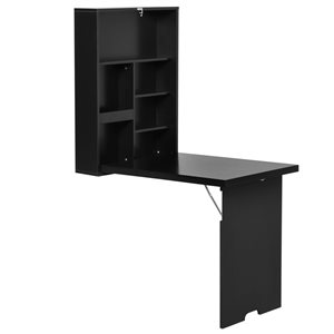 HomCom 22.25-in Black Modern/Contemporary Wall-Mount Desk
