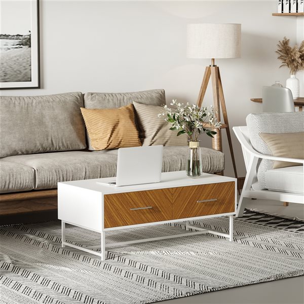 HOMCOM White Composite Coffee Table