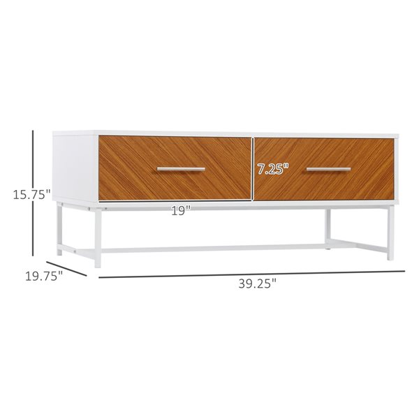 HOMCOM White Composite Coffee Table