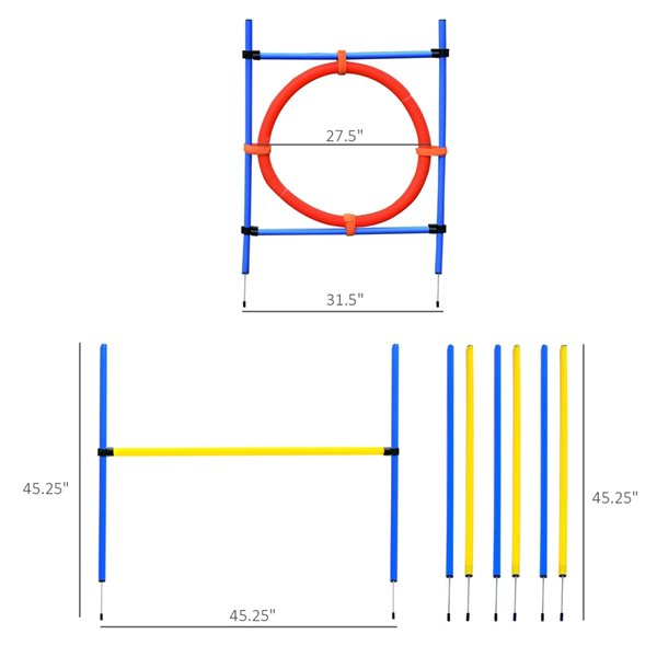 Pawhut Intermediate Dog Park Agility Course Training Kit