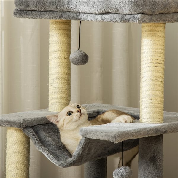 PawHut 39.37-in Grey Polyester Cat House