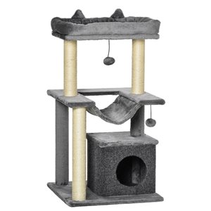 PawHut 39.37-in Grey Polyester Cat House