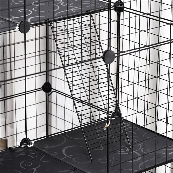 PawHut 13.75-in x 13.75-in 3-Tier Black Metal Indoor Playpen