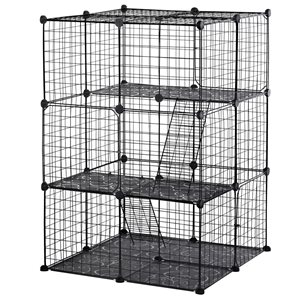 PawHut 13.75-in x 13.75-in 3-Tier Black Metal Indoor Playpen